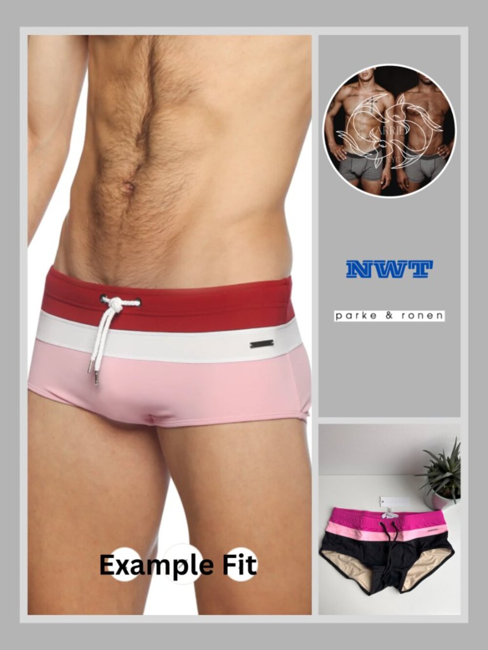 Parke & Ronen - Colorblock Corcovado Brief - Black Pink (M)